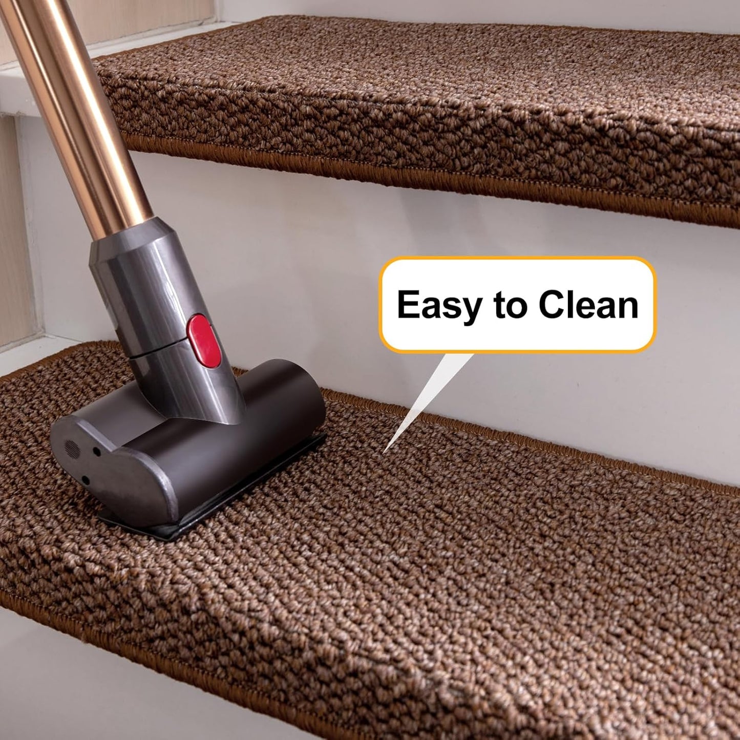 Bullnose Carpet Faux Sisal Stair Treads | Set of 14 | Stair Treads for Wooden Steps Indoor Anti Slip Braided Staircase Protector Pet Friendly Rugs Covers 9.44" X 29.5"x 1.9",Golden