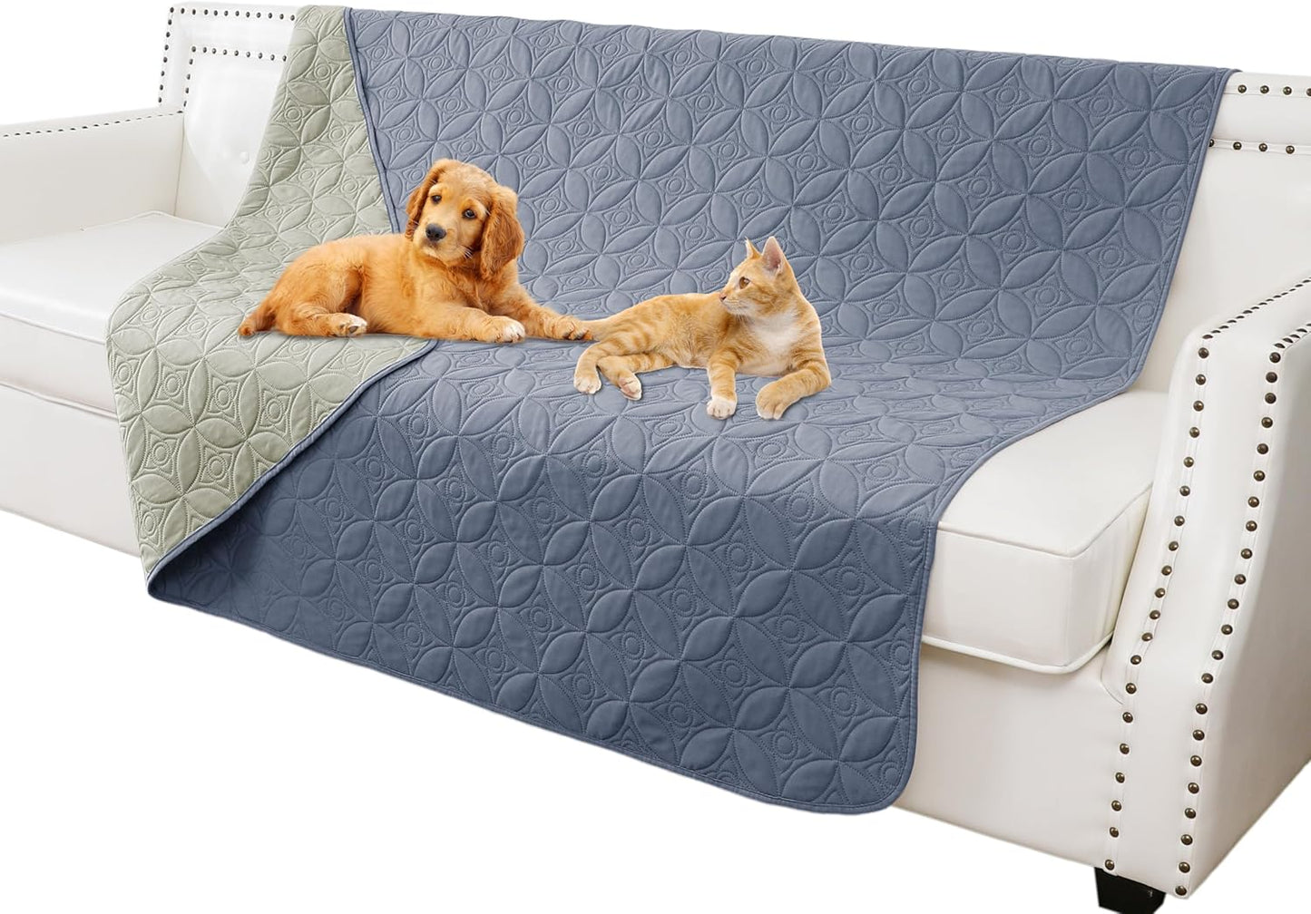 Waterproof Dog Blanket, 30x30 inches Small Pet Couch Covers for Sofa, Chair Bed Furniture Protector from Dogs Washable and Reversible-Lightgrey+Darkgrey