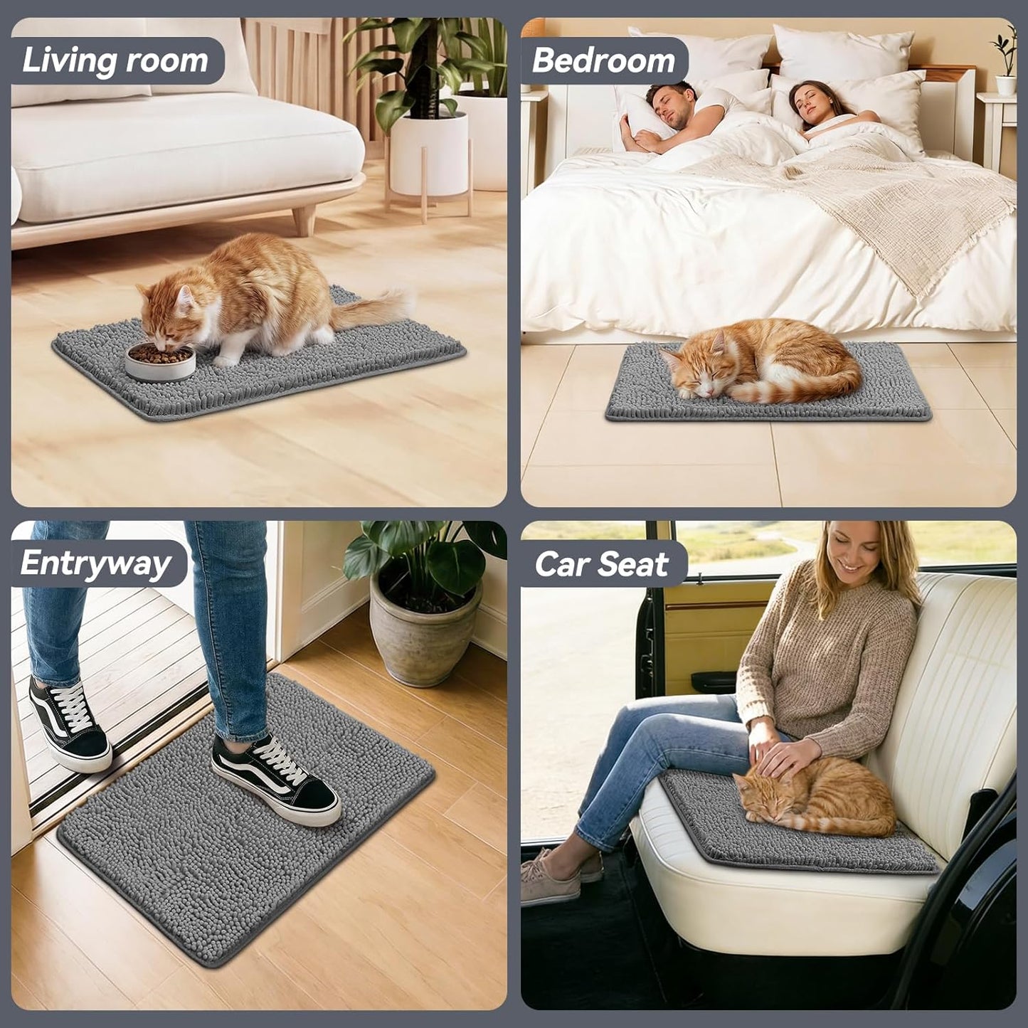 Bcoimo Super Absorbent Dog Door Mat, 30"*20" Anti Slip Mat for Muddy Paws, Pet Rugs for Dirty Paws Washable that Absorbs Moisture and Dirt, for Dog Cage and Pet Resting Carpet