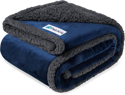 PetAmi Waterproof Dog Blanket for Couch, Large 60x40, Pee Proof Sherpa Fleece Reversible Pet Throw, Furniture Protector for Bed Sofa Kennel, Soft Washable Cover for Medium Dogs Cats, Grey Sherpa