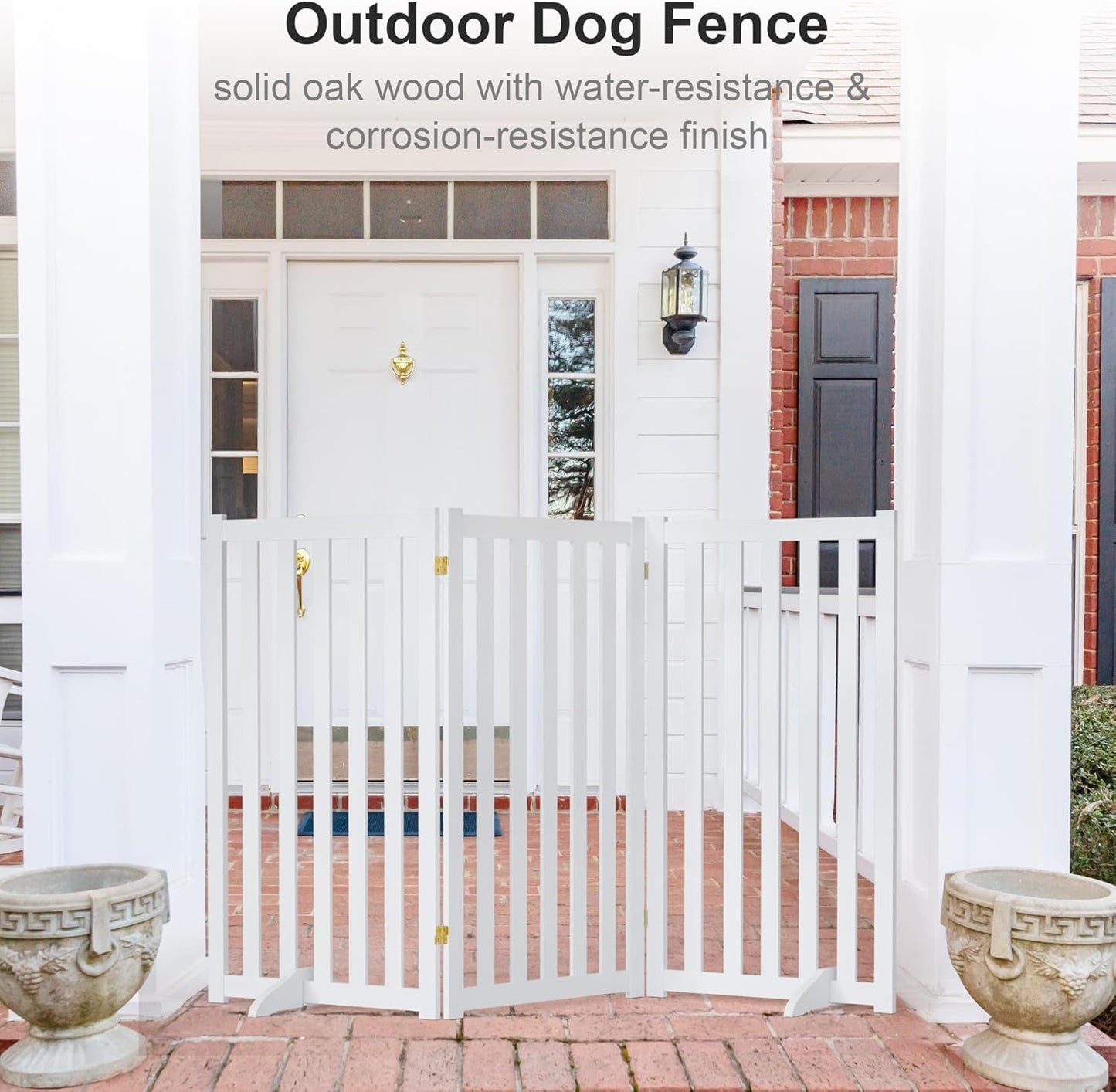 36" Height Extra Tall Freestanding Pet Gate, Solid Wood Folding Safety Fence Wooden Dog Gate with 2 PCs Support Feet Ideal for Stairs, Doorways, Halls, Kitchens, Heavy Duty Gates, 3 Panels, Oak