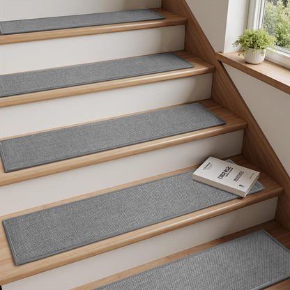PADOOR Stair-Treads Non Slip 15PCS, Stair Treads for Wooden Steps Rubber Backing Indoor, Carpet Stair Treads Residue Free, Stair Runner Durable Stair-Carpet Treads for Kids and Dogs 8"x30" Beige