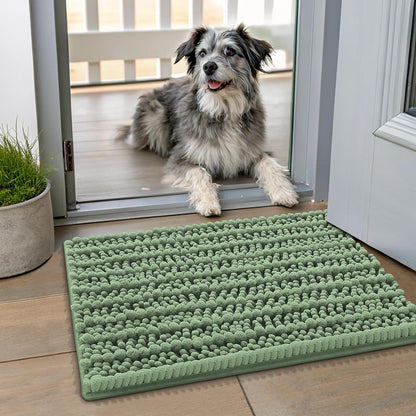 Smiry Dog Door Mat for Muddy Paws 30x20, Extra Soft Absorbent Chenille Doormat, Trap Moisture and Dirt, Non-Slip Machine Washable Front Door Mat for Indoor Entrance Inside Floor, Grey
