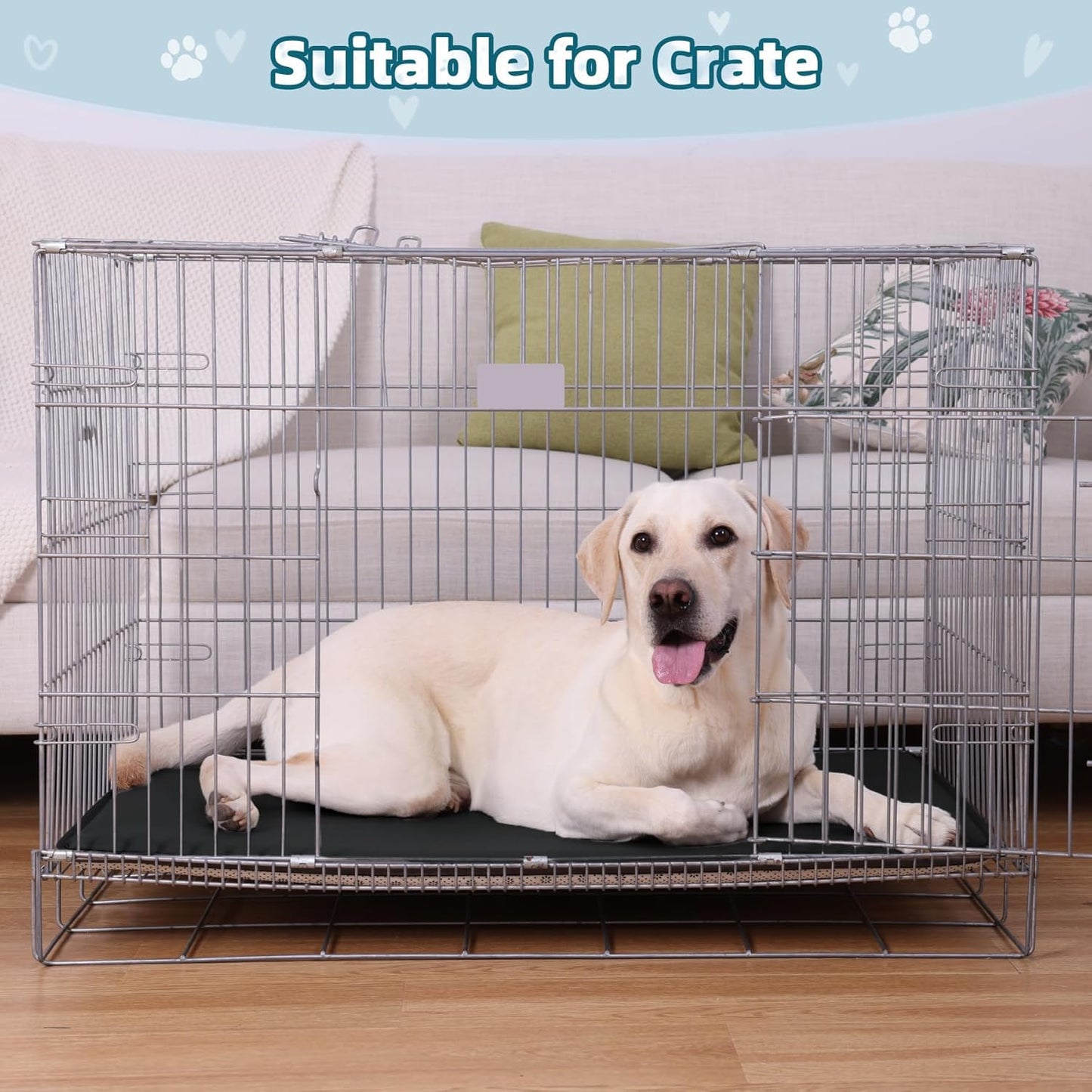 Dog Bed for Crate Pad High Resilience Foam Crate Pad Mat for Medium Large Dogs Washable Anti-Slip, Outdoor, 35" x 22",Dark Gray