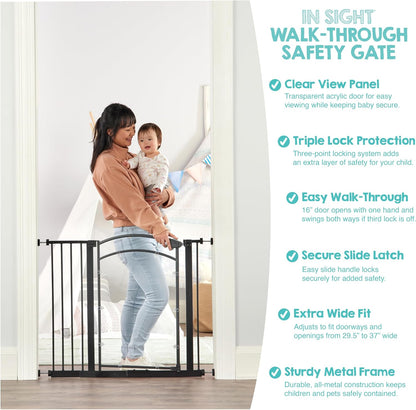 Regalo Safety 30.5-58" Extra Wide Arch Baby Gate with Door, Pressure Mount Walk Through Gate for Doorways & Bottom of Stairs, Babies, Toddlers & Pets, Tested & Safe, American Designed, American Owned