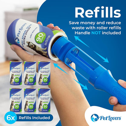 PetLovers Extra Sticky Lint Roller Single Unit 90 Sheets for Pet Hair Removal, Dog and Cat Lint Remover (1 Pack)