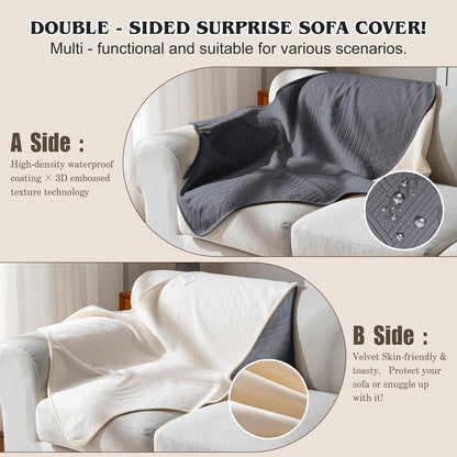 Waterproof Couch Cover, Reversible, Pet-Friendly, Washable and Anti-Slip Couch Covers for Sofa Protection with 3 Cushions, Sofa Slipcovers for Dogs and Cats (71×118in/Brown)