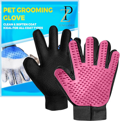 Upgrade Pet Grooming Gloves, Grooming Gloves for Dogs, Cats, Rabbits & Horses with Long and Short Hair, Efficient Pets Hair Remover Mittens - 1 Pair (Blue)