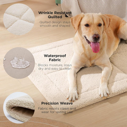 Reversible Dog Crate Pad Bed for Medium Dogs,Washable & Non-Slip Kennel Pet Mat, High Density Foam and Soft Fleece Cat Bed for Indoor & Outdoor Use, 35" x 23", Dark Gray