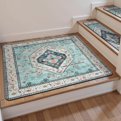 OJIA Non-Slip Carpet Stair Treads for Wooden Steps Set of 15, 30''X8'' Indoor Runner Resistant Rugs Rubber Safety Mats for Dogs, Kids & Elders, Stairway Grip