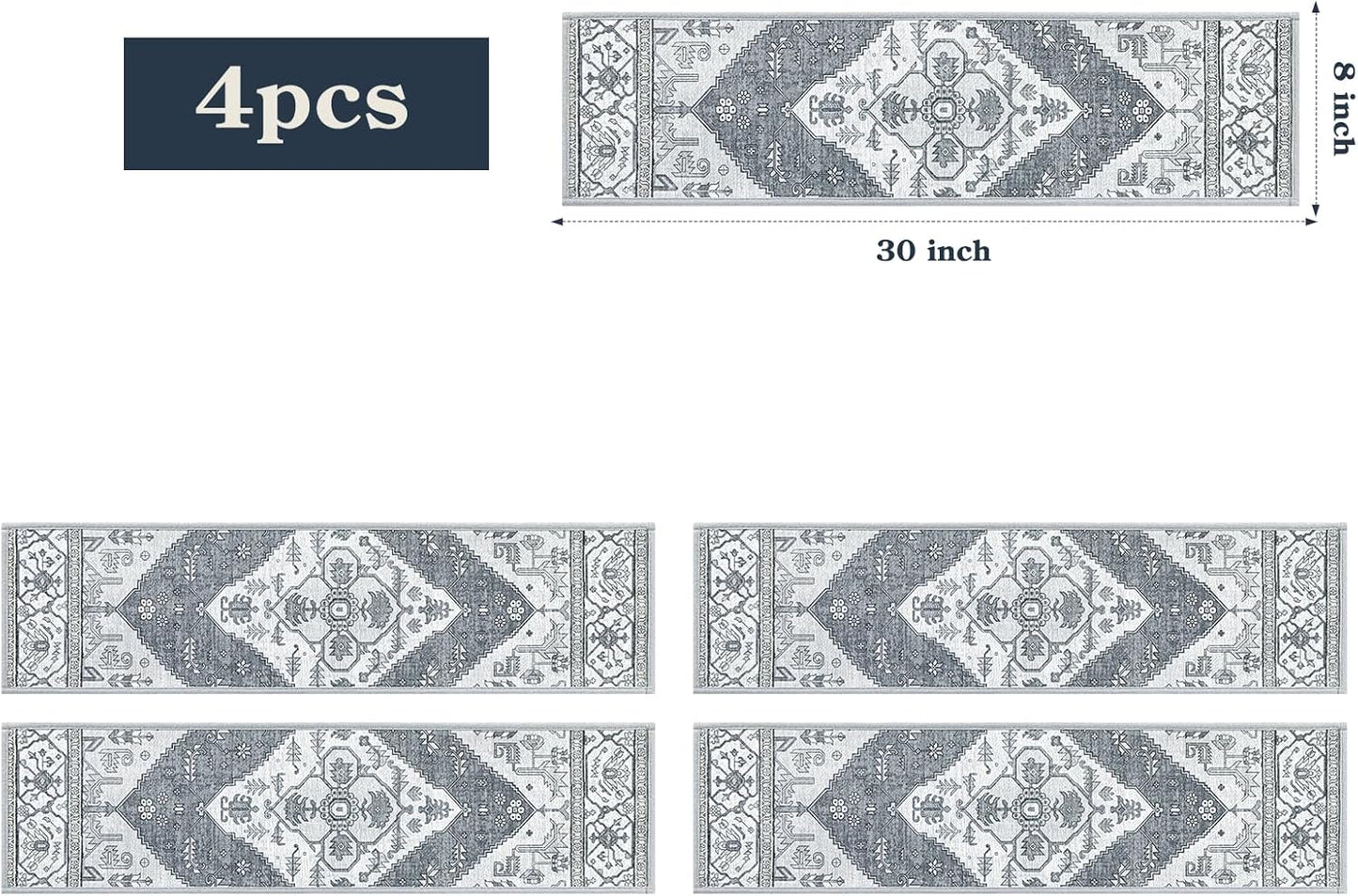 Lahome Stair Treads Non Slip 15 Pack 8" X 30" Stair Treads for Wooden Steps, Washable Self Adhesive Stair Runners Stain Resistant Stair Carpet, Edging Staircase for Kids Elders and Dogs Dorie, Taupe