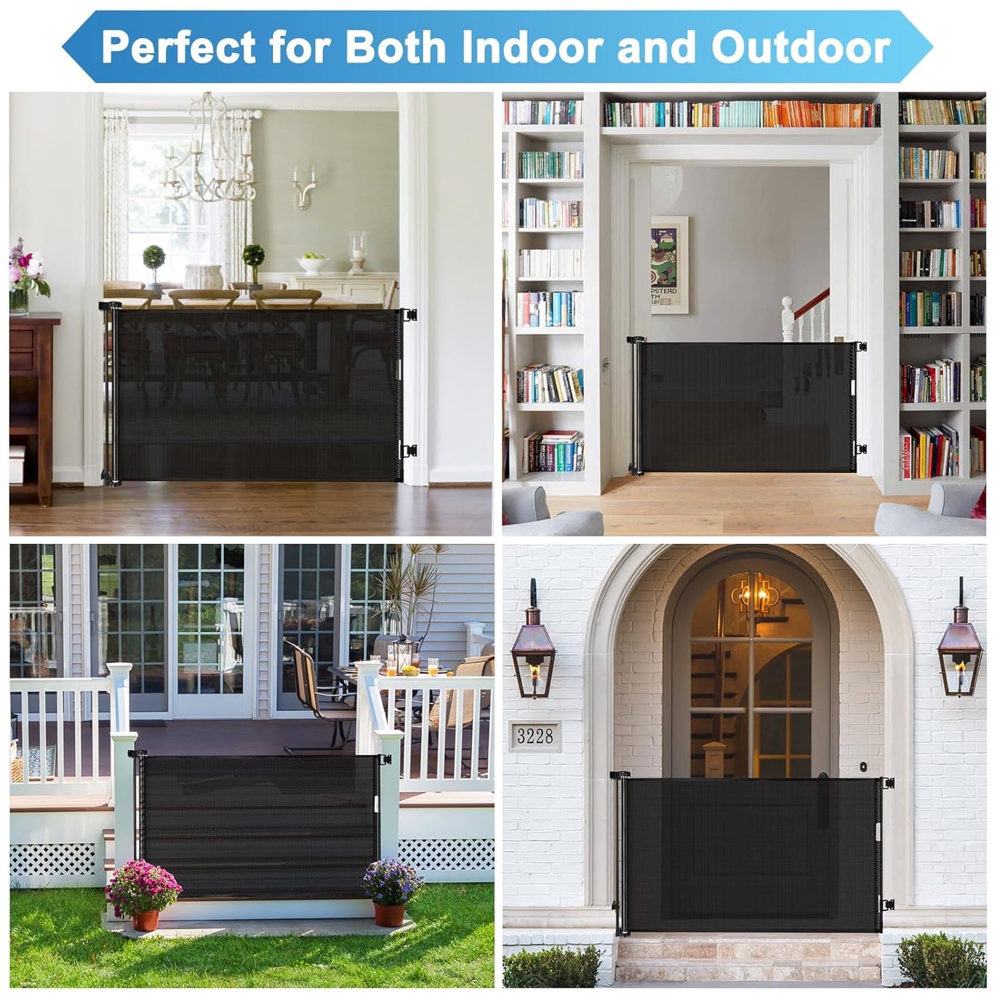 Extra Wide Baby Gate for Large Openings Retractable Baby Gates Indoor Outdoor Extra Long Dog Gate for Doorway Stair Gates for Kids or Pets Extra Large Dog Gate for Stairs