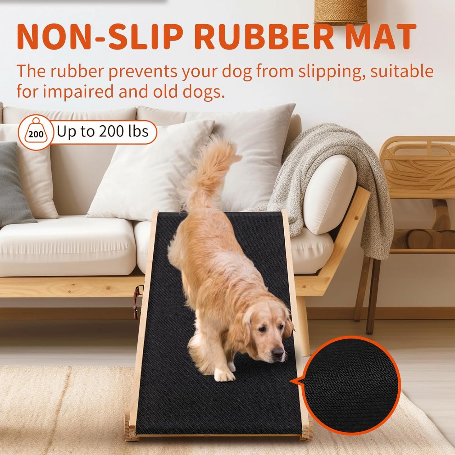 Dog Ramp for Couch, 5-Level Adjustable Wooden Pet Ramp for Bed & SUV, Adjustable Height 15.7"-23.6",Folding Non Slip Dog Ramps for Small Large Senior Dogs & Cats - Furniture Quality