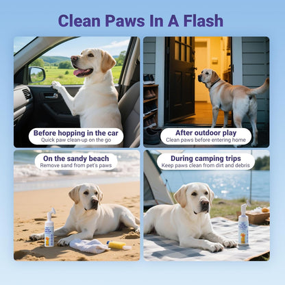 Paw Cleaner for Dogs and Cats, No-Rinse Puppy Paw Washer, Larger 7oz Dog Foaming Foot Cleanser with Scrubber Brush for Dirty Paws, Safe and Hypoallergenic, Dog Essential and Grooming Supplies
