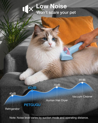 PETGUGU Dog Grooming Vacuum,Dog Vacuum for Shedding Grooming with 7-in-1 Clipper, Nail Grinder & Deshedding Brush,2.5L Dust Cup,3-Speed Adjustable & Temp Control Blower,Low Noise Pet Hair Vacuum