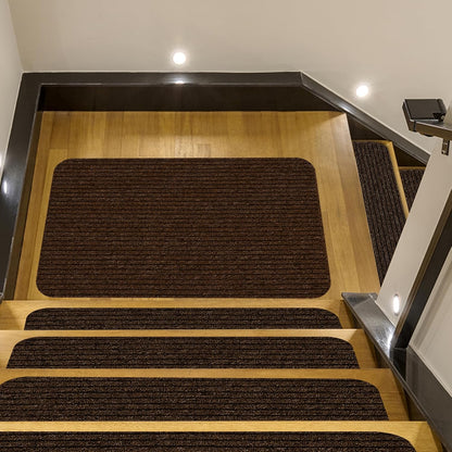 Stair Treads for Wooden Steps Carpet, Non-Slip Stair Runner Indoor Outdoor Stair Tread Mats Covers Pads, 19" x 31"Matching Landing Step Runner for Elders, Kids and Dogs (19" x 31", Black)