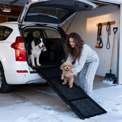 GarveeLife 63 in Long Dog Ramp for Cars, 20 in Wide Folding Pet Ramp for Large Dogs with Non-Slip Surface Portable Dog Car Ramp for SUV Car & Truck, Outdoor Dog Ramp Up to 250 LBS