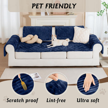 PuTian 100% Waterproof Fuzzy Couch Cover for Dogs Washable Non-Slip Furniture Cover Pet Friendly Dog Mat for Couches and Sofas White 27.6''x59'' 70cmx150cm