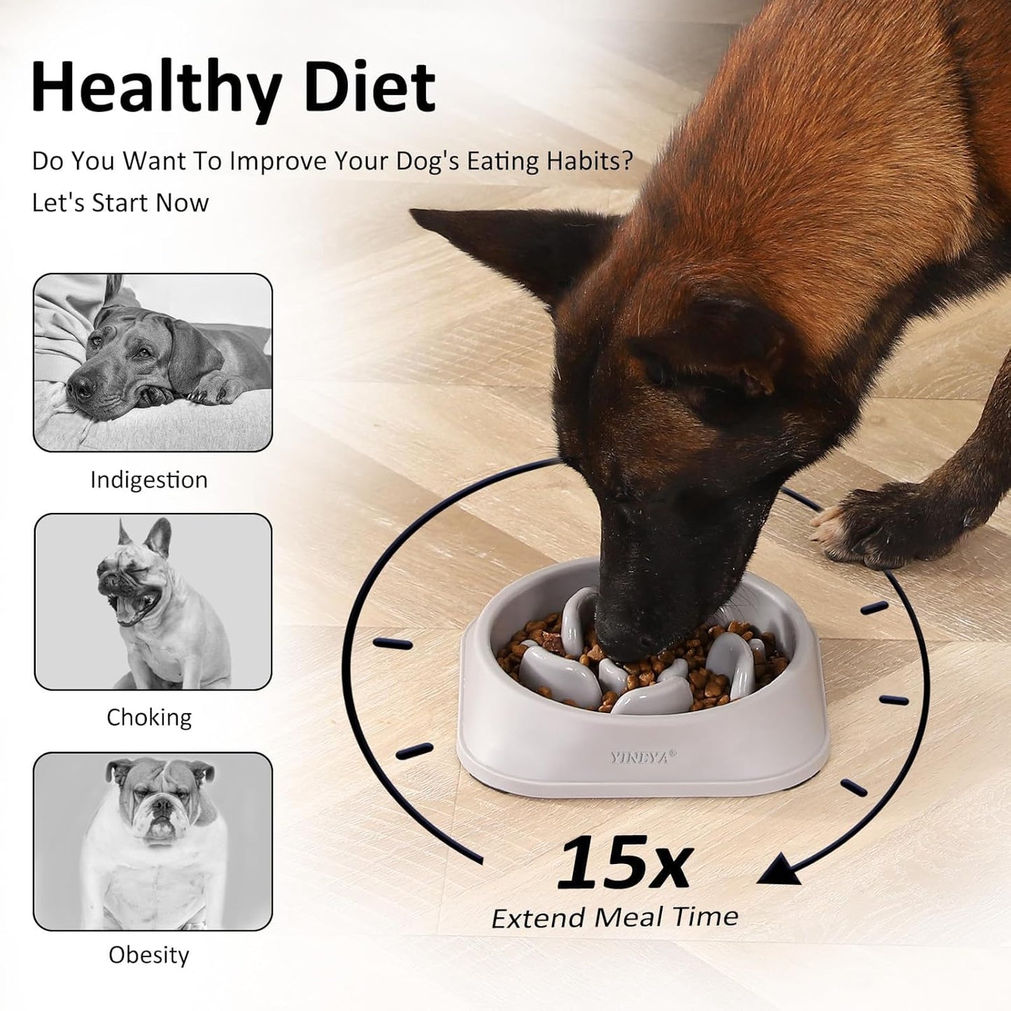 YINEYA Slow Feeder Dog Bowls, Pet Supplies that Slow Down Eating, Pet Food Bowls, Maze Dog Puzzle Feeder for Medium Breed