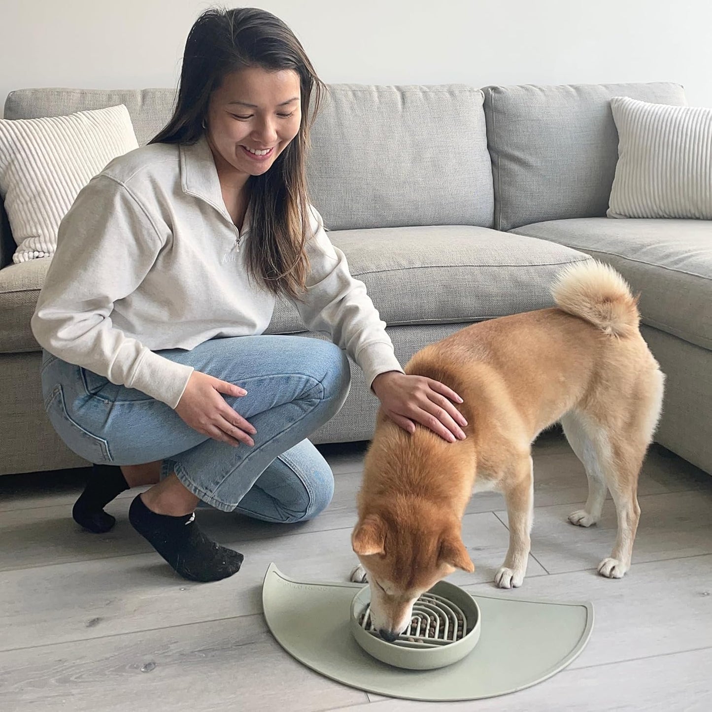 Should We Go? Slow Feeder for Dogs & Puppies, The Slowdown Bowl Silicone Slow Eating, Modern Lick Mat Design, Reduces Gulping, Fits 2 Cups, 7.5” Across x 1.5” Tall, Mealtime Challenge, Medium-Blush