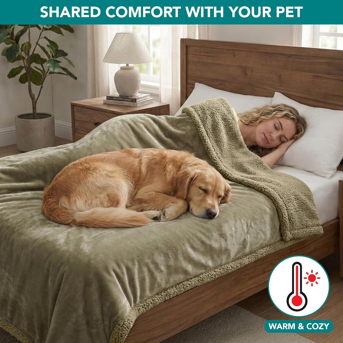 PetAmi Waterproof Dog Blanket for Couch, Large 60x40, Pee Proof Sherpa Fleece Reversible Pet Throw, Furniture Protector for Bed Sofa Kennel, Soft Washable Cover for Medium Dogs Cats, Grey Sherpa