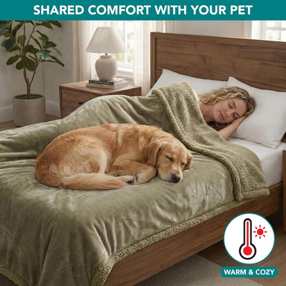 PetAmi Waterproof Dog Blanket for Couch, Large 60x40, Pee Proof Sherpa Fleece Reversible Pet Throw, Furniture Protector for Bed Sofa Kennel, Soft Washable Cover for Medium Dogs Cats, Grey Sherpa