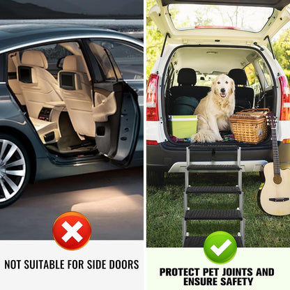 Niubya Dog Ramps for Cars, Portable Folding Dog Stairs for Cars, SUV, Trucks, Lightweight Pet Ramp for Large Dogs with Non-Slip Surface, Reinforced Pet Steps Supports Up to 200 lb, 6 Steps
