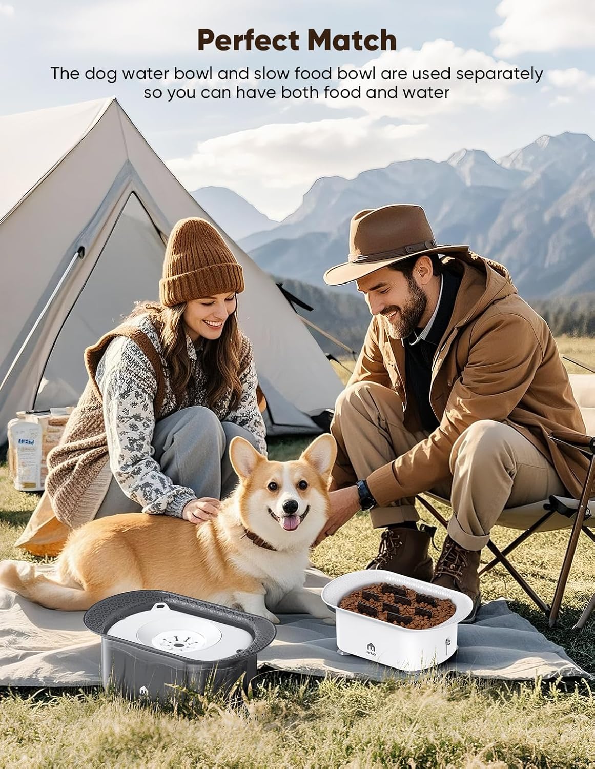 Dog Water Bowl, 2.2L No Spill Water Bowl for Dogs,with Suction Cup Foot Pad Reduce Refill, Anti Splash No Mess Dispenser Dripless Slow Drinking Water Bowl for Sloppy Messy Drinkers (Gray)