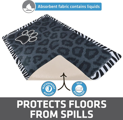 Drymate Pet Bowl Placemat, Dog & Cat Food Feeding Mat - Absorbent Fabric, Waterproof Backing, Slip-Resistant - Machine Washable/Durable (USA Made) (12” x 20”) (Indigo)
