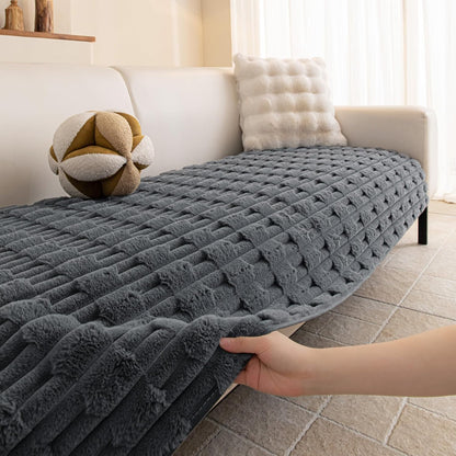 MYSKY HOME 100% Waterproof Couch Cover for Dogs, Plush Pet Couch Covers for Sofa Washable, Couch Covers for 2 Cushion Sofa Pet Friendly, Non-Slip Durable Sofa Cover Slipcover Protector, Cream, 35"x63"