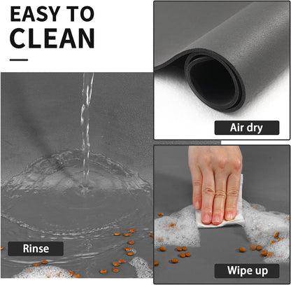 HotLive Dog Food Mat - Absorbent Cat Mat for Food and Water, No Stains Pet Feeding Bowl Mat, Easy to Clean Pet Placemats, Quick Dry Dog Water Dispenser Mat for Messy Drinkers | Paw Dark Grey 12"x 19"