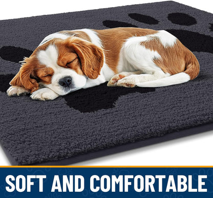 Smiry Dog Door Mat for Muddy Paws, Absorbs Moisture and Dirt, Low-Profile Entryway Mat with Non-Slip Backing, Entry Indoor Outdoor Doormat for Inside Floor (30x20 Inches, Grey, Striped)