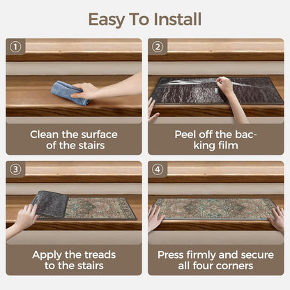sarben Non Slip Stair Treads for Wooden Steps 15PCS - 8"x30" Indoor Safety Carpet, Edging Mats with TPE Adhesive Backing, Pet and Elderly Friendly Stair Rugs (Taupe) - Colors B