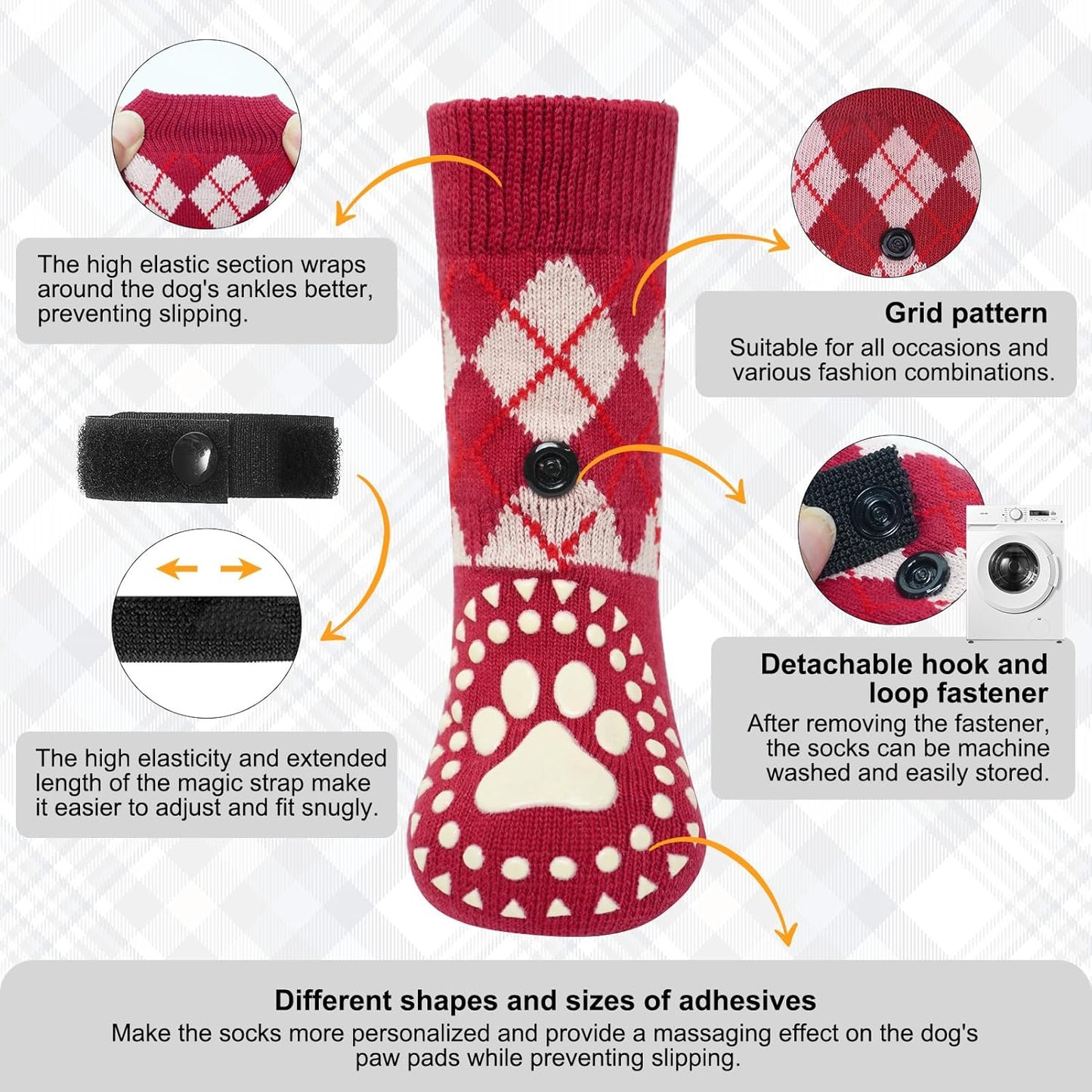 BEAUTYZOO Dog Socks to Prevent Licking Paws -Dog Shoes for Hot Pavement & Hardwood Floors Anti Slip, Traction Control Boots & Paw Protectors with Double Side Grips for Small Medium Large Senior Dogs