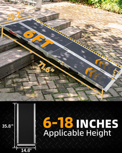 VNN Portable Wheelchair Ramp 4FT, Non-Slip Aluminum Ramps for Wheelchairs for Home, Handicap Wheelchair Ramps for Home Steps, Aluminum Loading Dock Plates, Doorways, Black