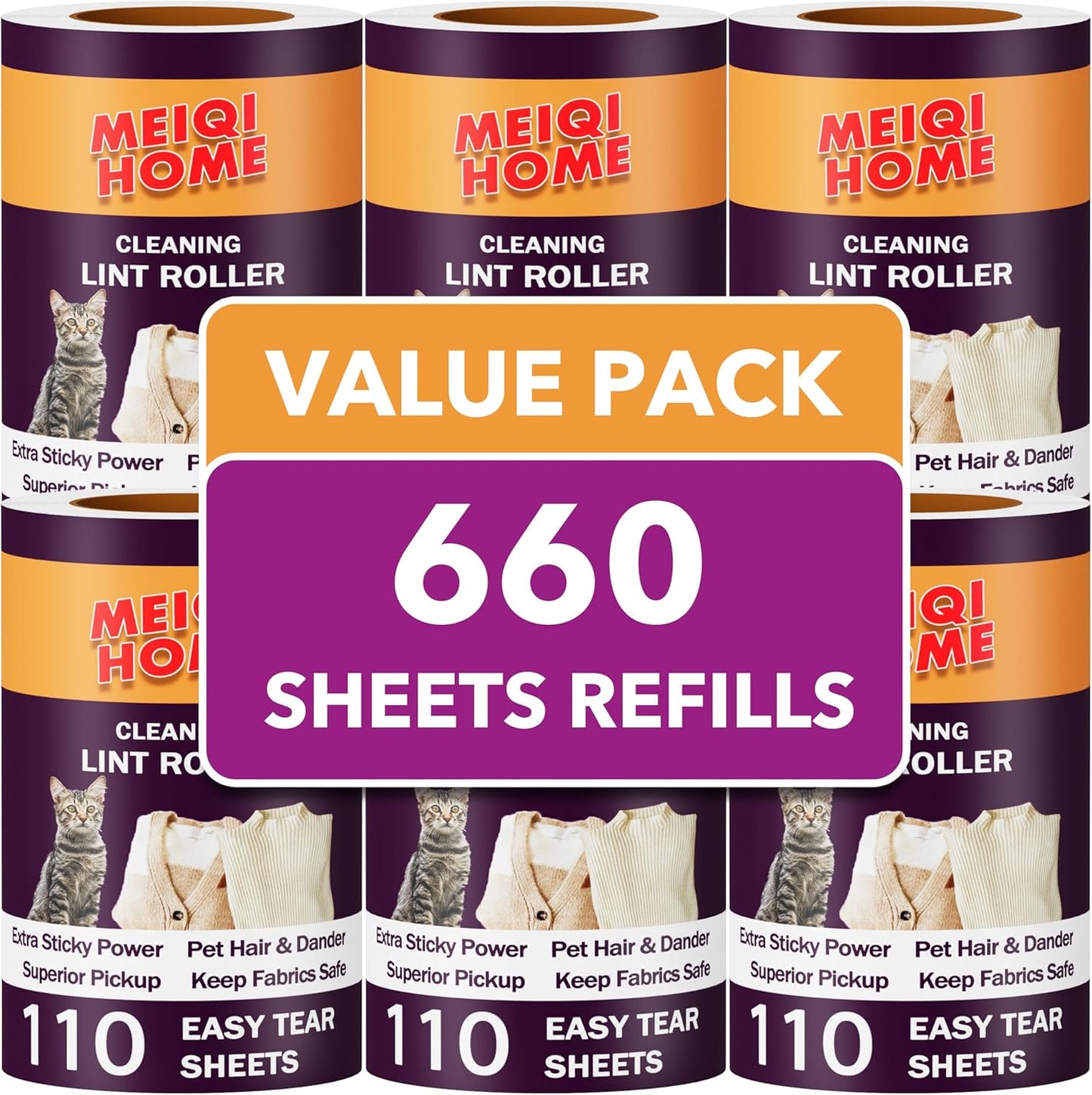 Lint Rollers for Pet Hair Extra Sticky, 555 Sheets Mega Value Set Lint Roller with 5 Upgraded Handles, 5 Rollers Portable Pet Lint Remover for Clothes, Furniture, Carpet, Dog & Cat Hair Removal