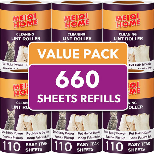 Lint Rollers for Pet Hair Extra Sticky, 555 Sheets Mega Value Set Lint Roller with 5 Upgraded Handles, 5 Rollers Portable Pet Lint Remover for Clothes, Furniture, Carpet, Dog & Cat Hair Removal