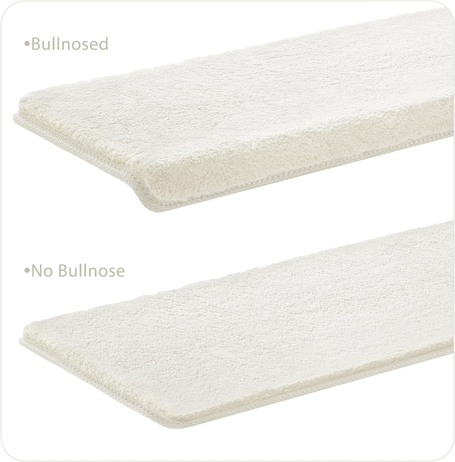 PURE ERA Carpet Stair Treads Ultra Plush 9.5" X 30"Soft Bullnose Indoor Stair Protectors Pet-Friendly Non-Slip Skid Resistant Tape Free Washable Reusable(14 Pieces, Cream Gray)