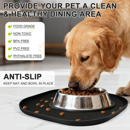 Small Silicone Pet Food Mat with Raised Edge for Food and Water Bowl, Square Dog Feeding Mats, Cat Food Trays for Floor Waterproof, Rubber Tray for Dogs and Cats, 12 x 12 x 0.7 Light Olive Green