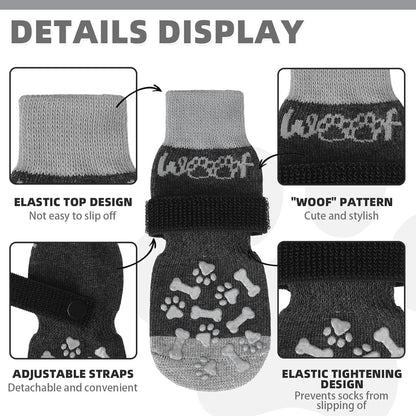 KOOLTAIL Dog Socks Shoes for Hot Pavement to Prevent Licking Paws, Winter Dog Boots&Paw Protector for Hardwood Floors Anti Slip,Traction Control Grip Booties for Small Medium Large Senior Dogs,Black M