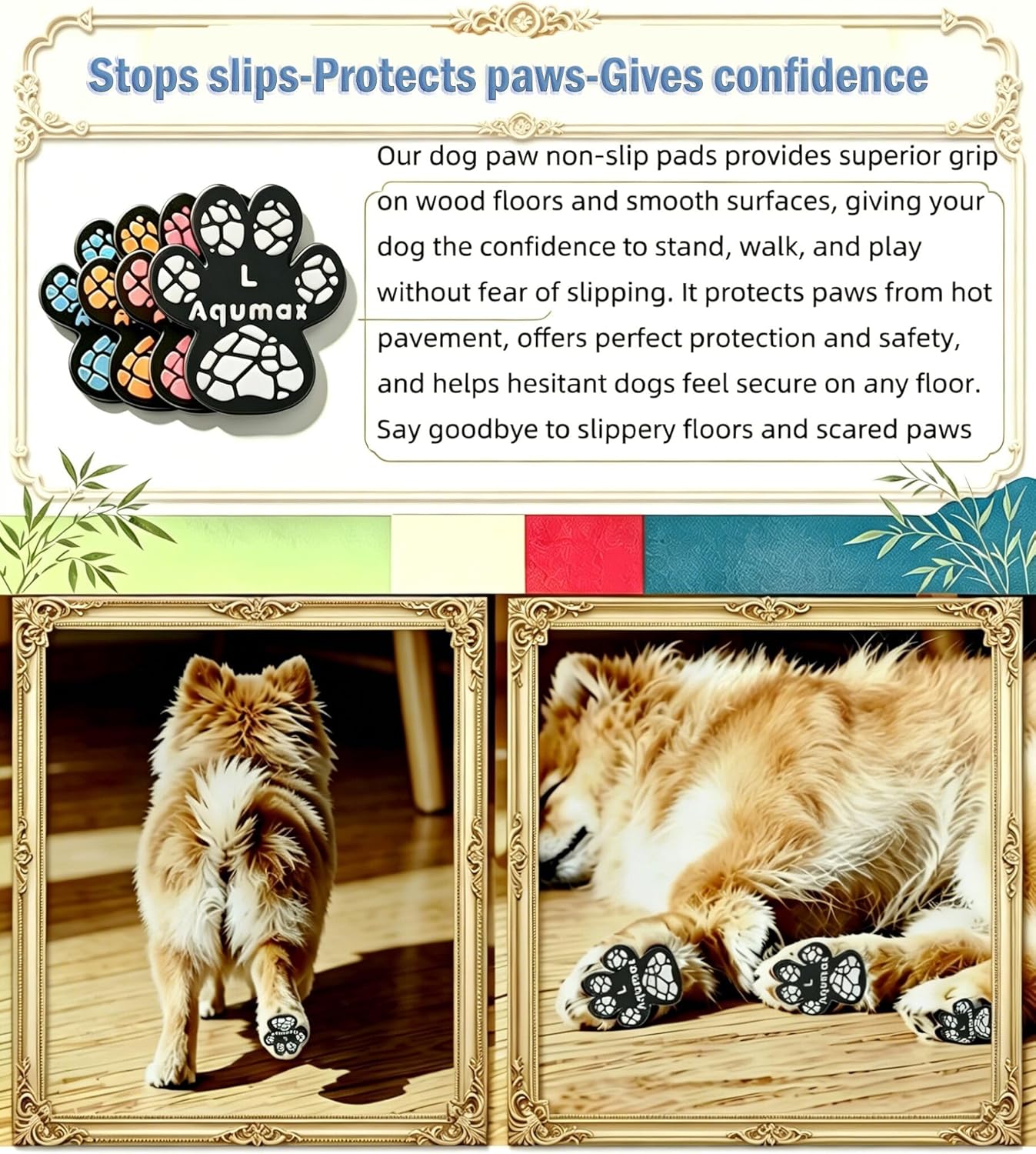 Anti-Slip Dog Paw Pads,Toe Grips for Senior Dogs,Dog Paw Protector Pads for Traction, Dog Shoes Alternative for Hot Pavement, Traction Control on Slippery Hardwood Floors 8 Sets (32 pcs) XL