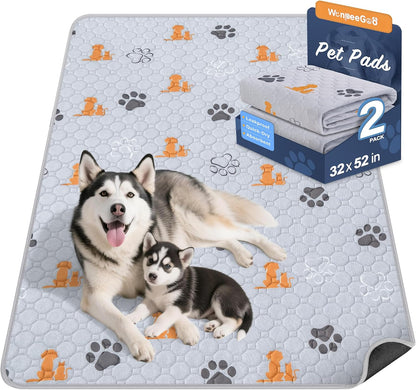 WanpeeGoo Washable Pee Pads for Dogs, 4 Pack Absorbent Reusable Training Dog Pads Pet Puppy Pads, Non-Slip Potty Pads for Whelping, Playpen, Crate, Bed, Grey 18"x24"