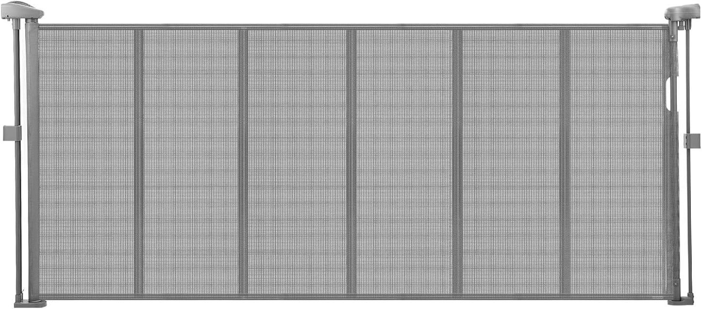 VEVOR Retractable Baby Gate, 34 inch Tall, Extends up to 110 inch Wide, Retractable Gate for Kids or Pets, Mesh Material, Easy to Install for Indoor Stairs, Doorways, Hallways, Playrooms, Gray