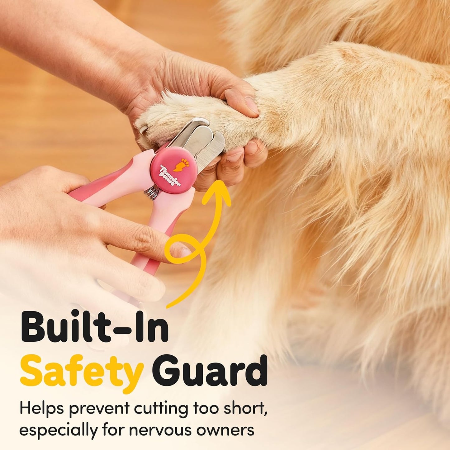 LED Dog Nail Clippers with Light, Trimmers with Protective Guard, Quick Sensor, Safety Lock and Nail File - Suitable for Large and Small Dogs & Cats (Yellow, LED)