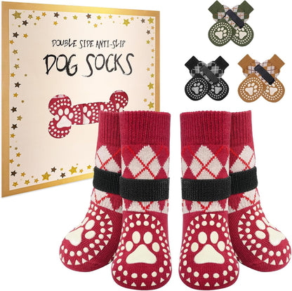 BEAUTYZOO Dog Socks to Prevent Licking Paws -Dog Shoes for Hot Pavement & Hardwood Floors Anti Slip, Traction Control Boots & Paw Protectors with Double Side Grips for Small Medium Large Senior Dogs