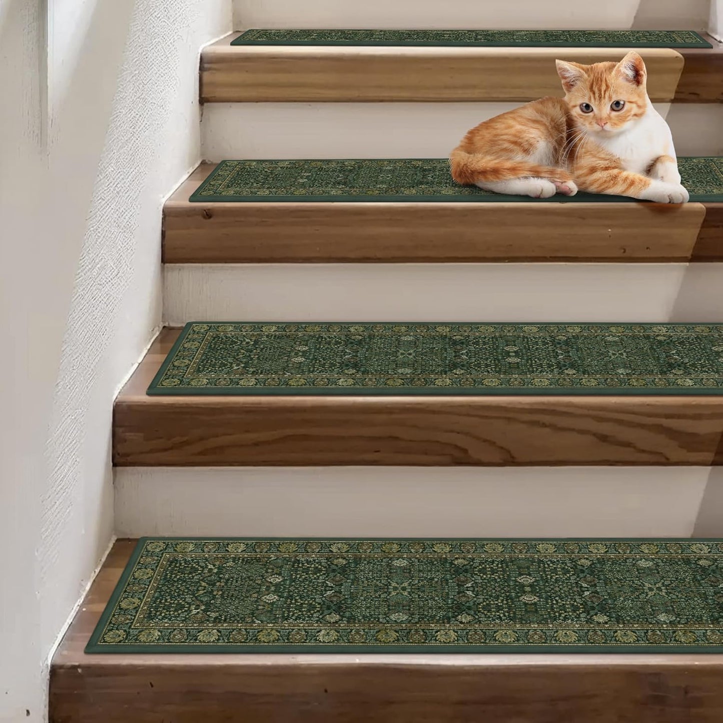 sarben Non Slip Stair Treads for Wooden Steps 15PCS - 8"x30" Indoor Safety Carpet, Edging Mats with TPE Adhesive Backing, Pet and Elderly Friendly Stair Rugs (Taupe) - Colors A