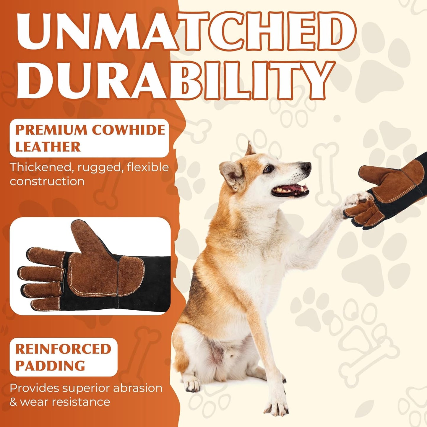 HANDLANDY Animal Handling Gloves, Bite-Proof, Scratch-Resistant, Pet Gloves for Dogs, Cats, Falconry, Gardening