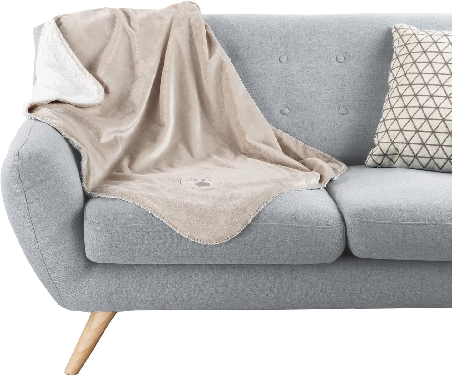 Waterproof Pet Blanket - 50x60-Inch Reversible Sherpa Fleece Throw Protects Couches, Cars, and Beds from Spills, Stains, and Fur by PETMAKER (Gray)