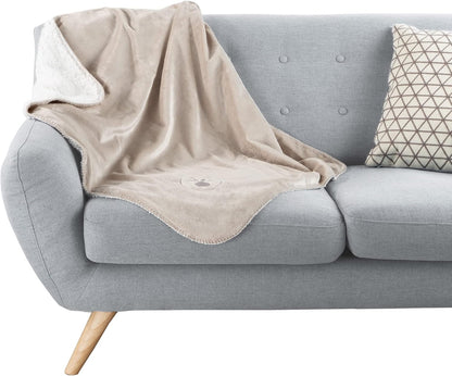 Waterproof Pet Blanket - 50x60-Inch Reversible Sherpa Fleece Throw Protects Couches, Cars, and Beds from Spills, Stains, and Fur by PETMAKER (Gray)