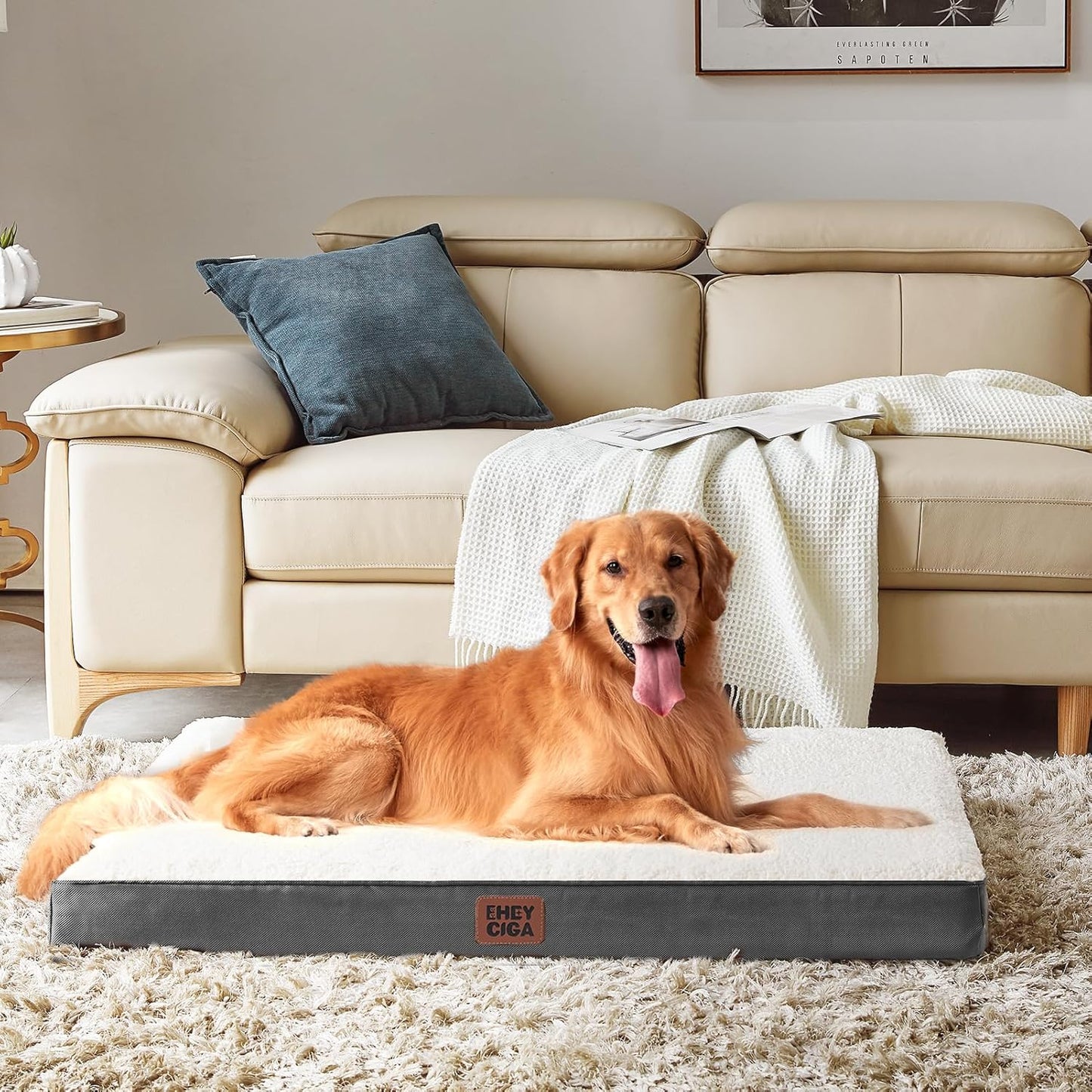 EHEYCIGA Orthopedic XL Dog Beds for Extra Large Dogs with Removable Washable Cover for Crate, Grey, 41x27